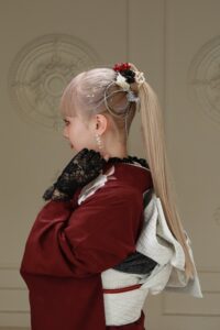 振袖　レース　ポニーテール　水引