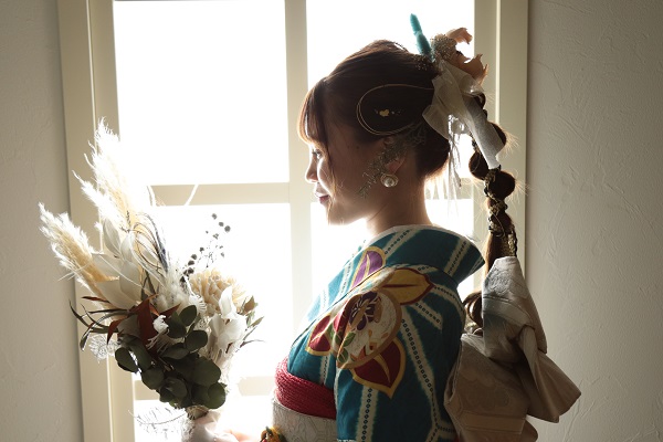 花　前撮り　振袖　髪型