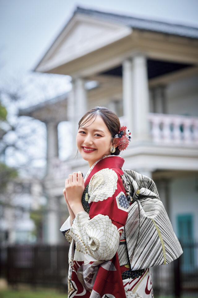 成人式 赤 振袖