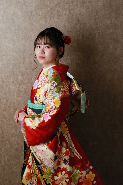 赤振袖 成人式 前撮り